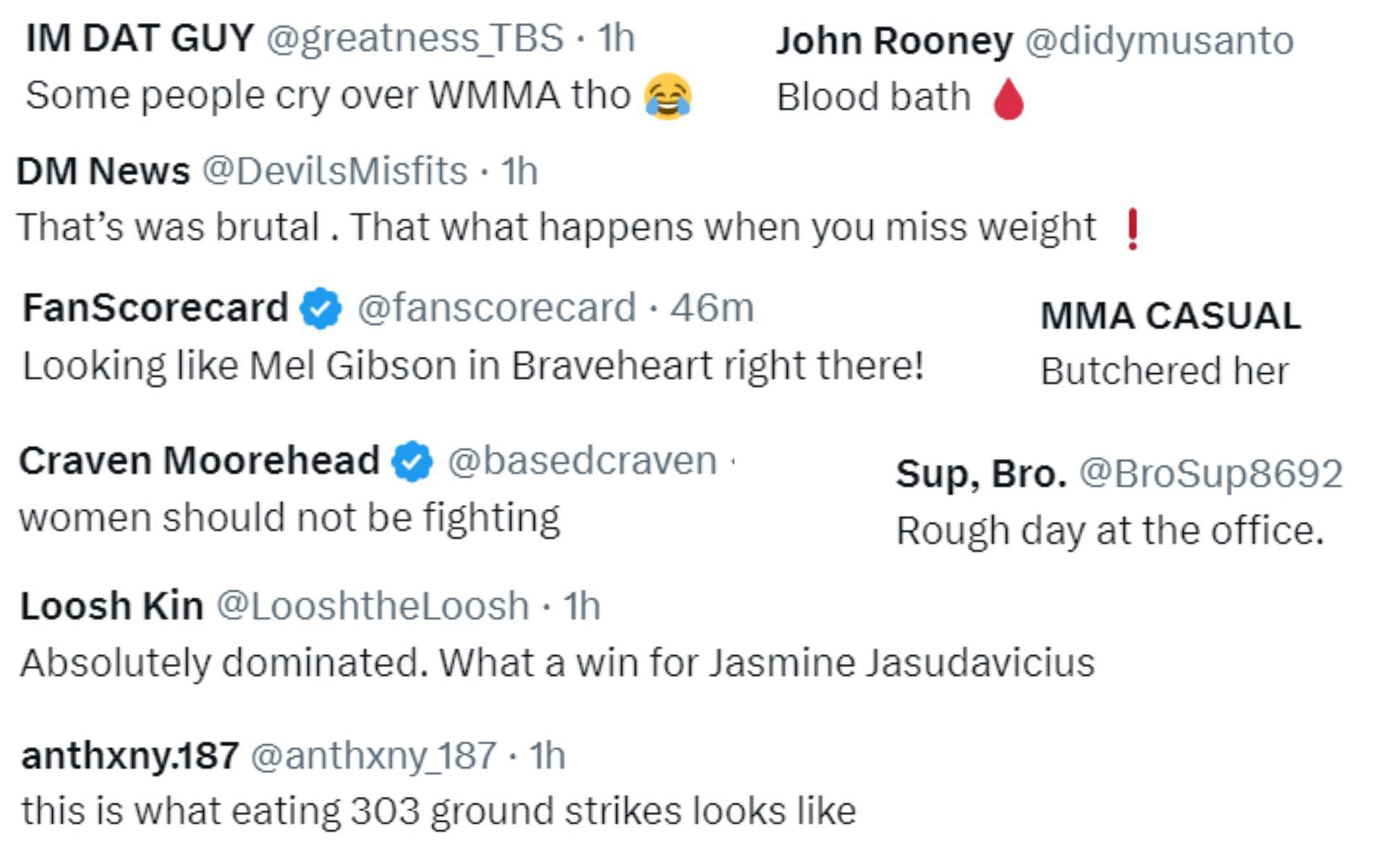 Fan reactions to Jasmine Jasudavicius&#039;s win over Priscila Cachoeira