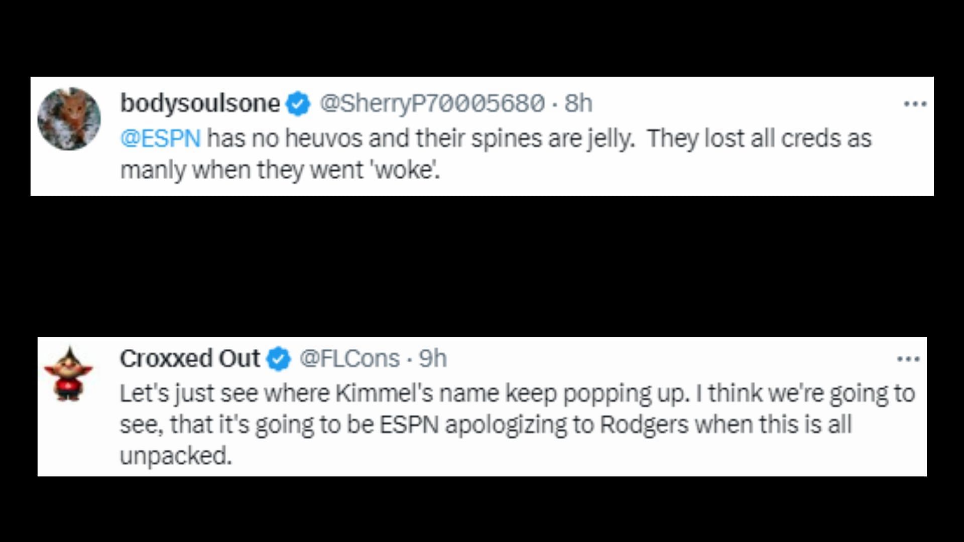 Netizens react to ESPN&#039;s apology for Aaron Rodgers&#039; comments (Image via CollinRugg/X)