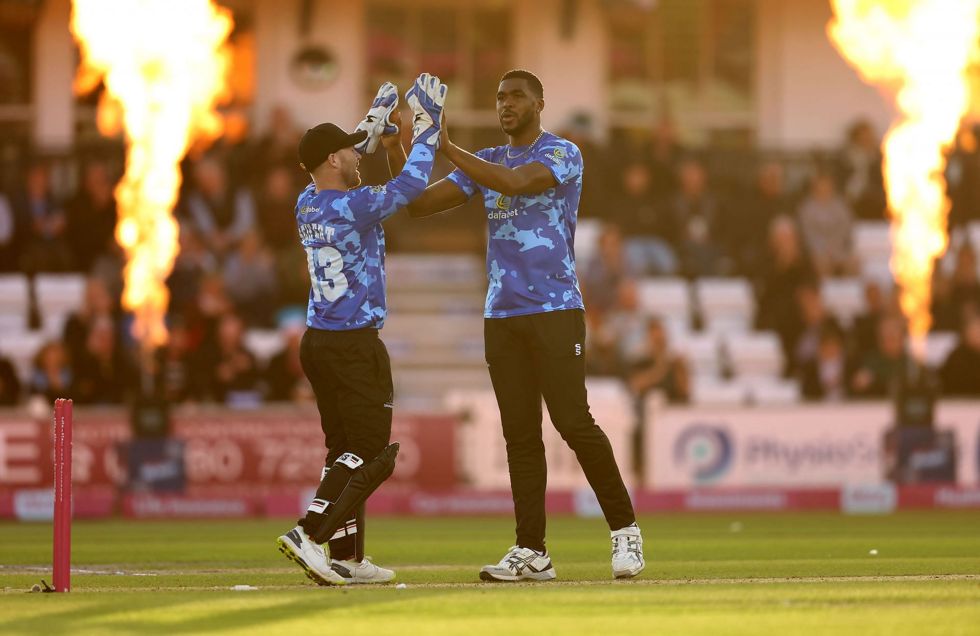Obed McCoy (right) in action for Sussex in the Vitality T20 Blast.