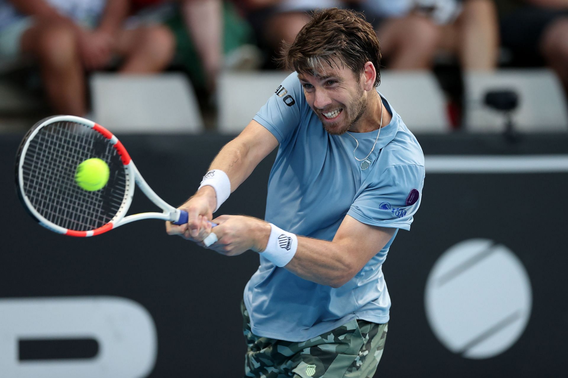 Cameron Norrie hits a backhand at the 2024 Men&#039;s ASB Classic