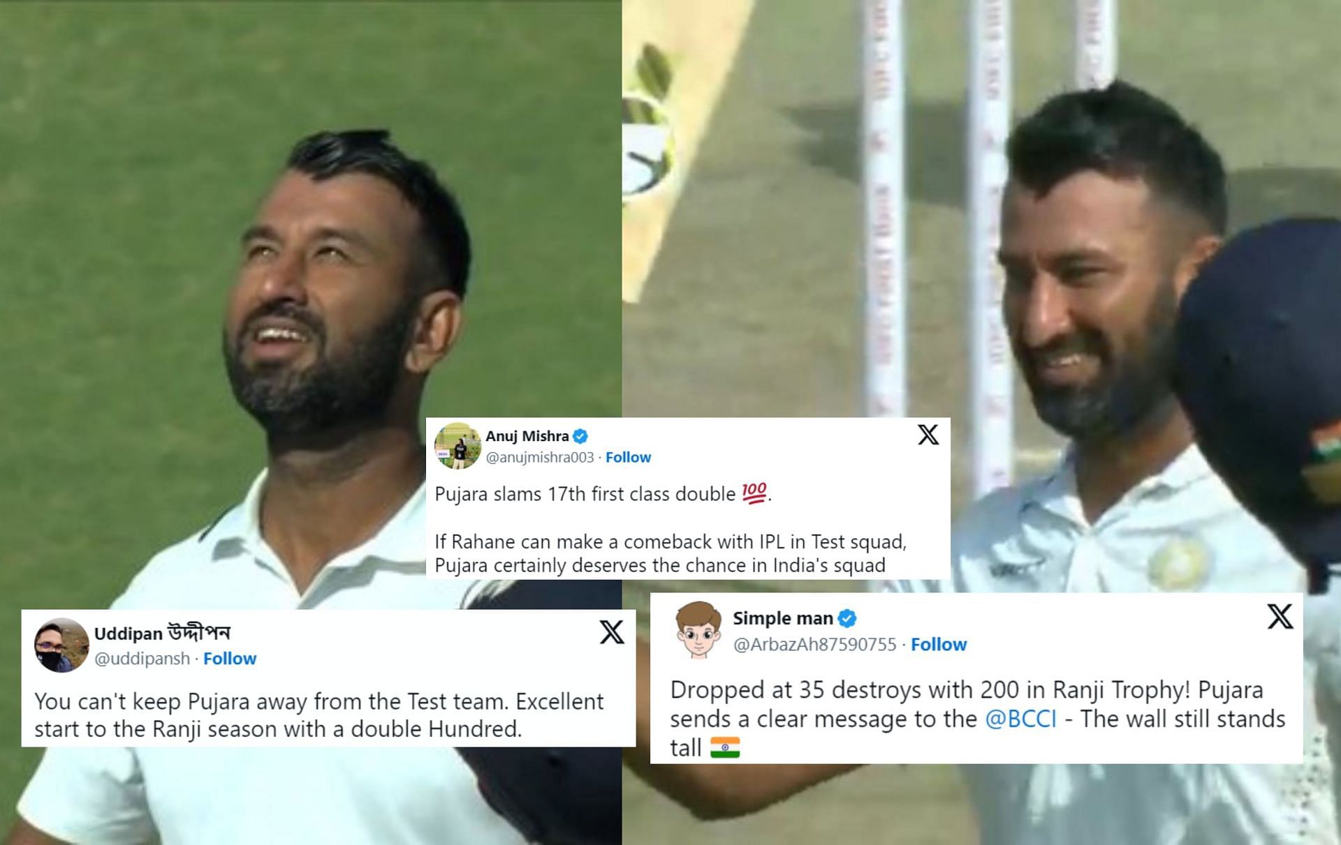 Fans react after Pujara