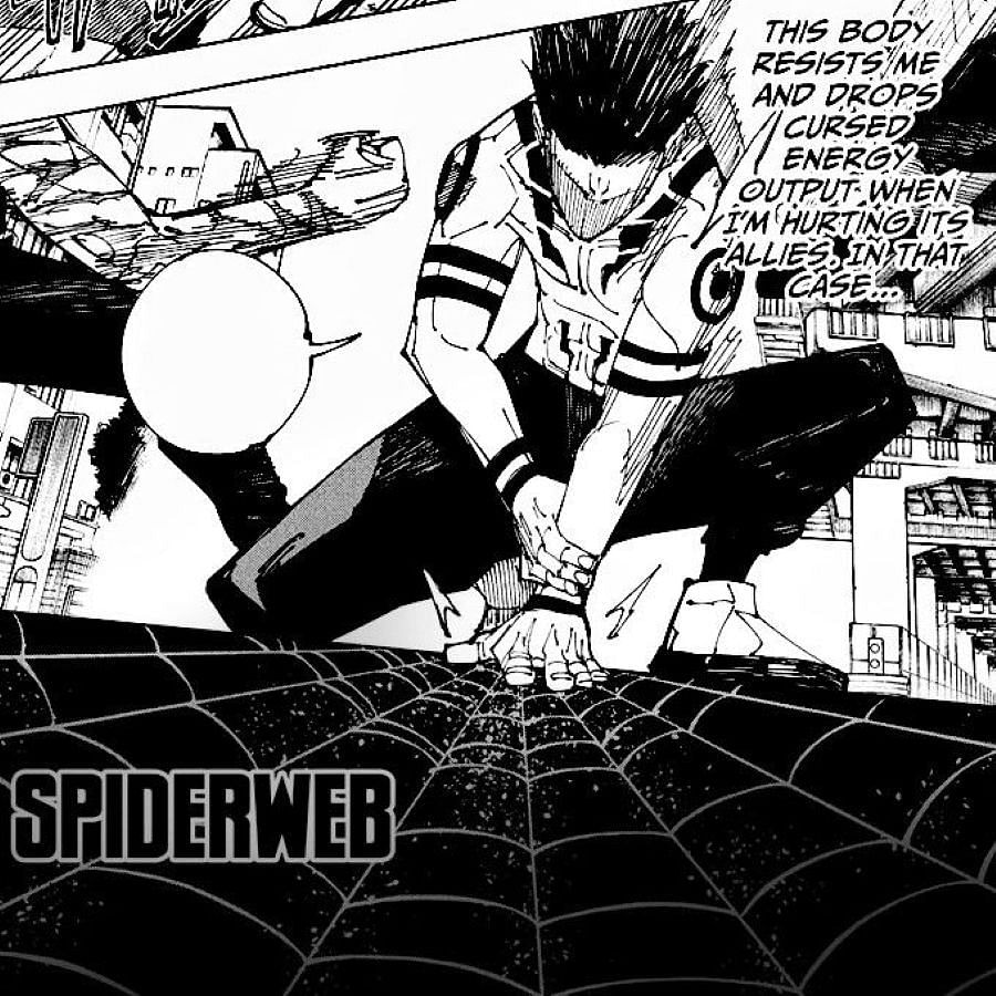 Sukuna using Spiderweb technique in the manga (Image via Shueisha/Gege Akutami)