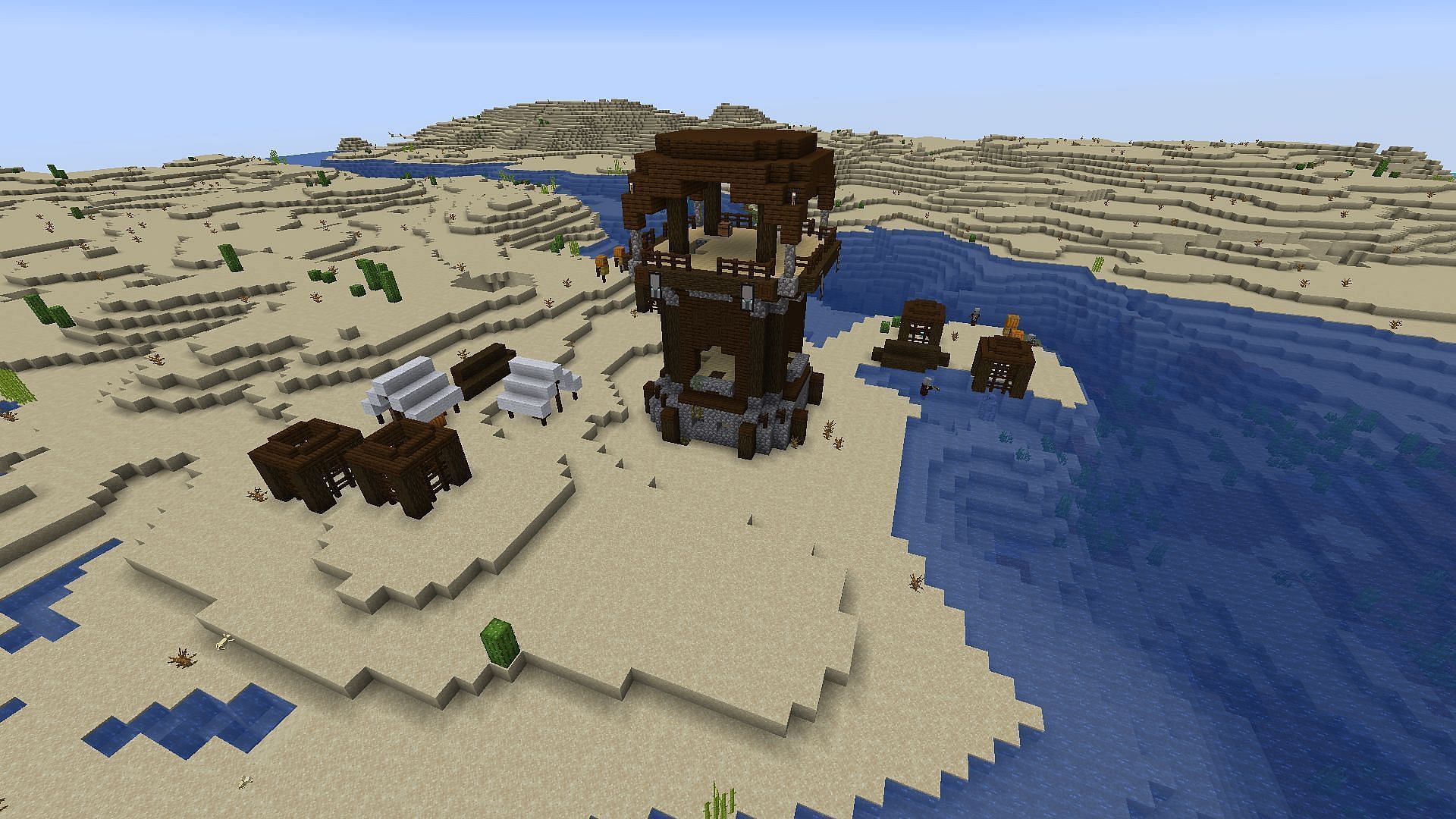 If Minecraft fans can avoid the pillagers at spawn, there are plenty of villages to loot (Image via Mojang Studios)