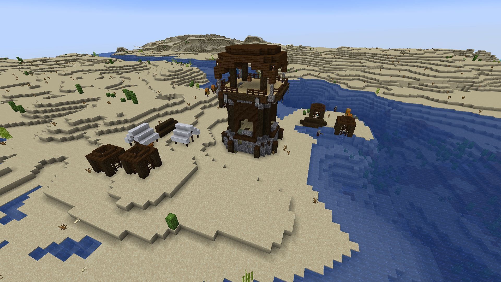 If Minecraft fans can avoid the pillagers at spawn, there are plenty of villages to loot (Image via Mojang Studios)