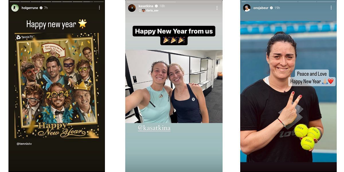 Holger Rune, Daria Kasatkina and Ons Jabeur via Instagram stories