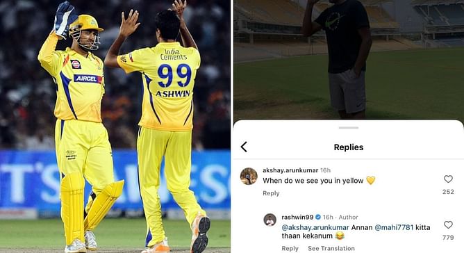 “Ask elder brother Dhoni only” – Ravichandran Ashwin reacts cheekily to a fan asking ‘When do we see you in yellow?’