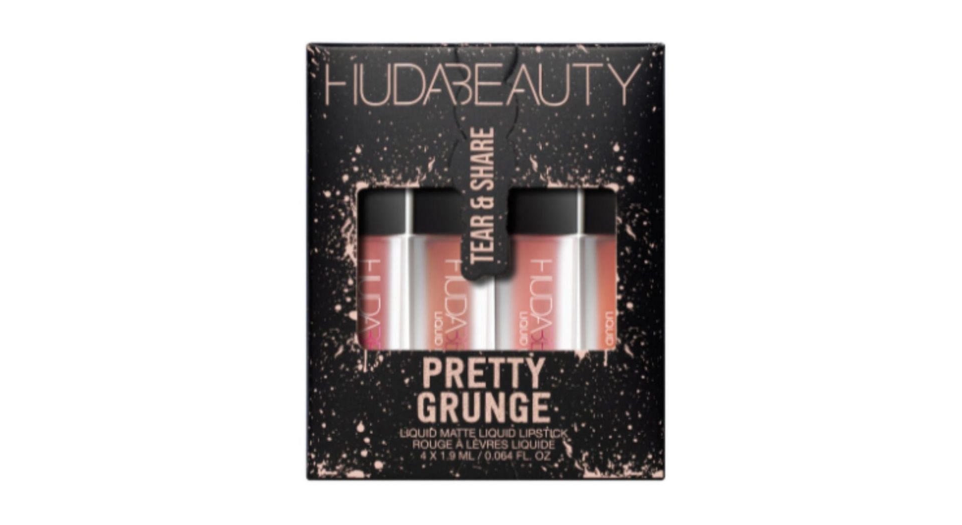 Pretty Grunge Liquid Matte Lip Quad (Image via Huda Beauty&#039;s official website)