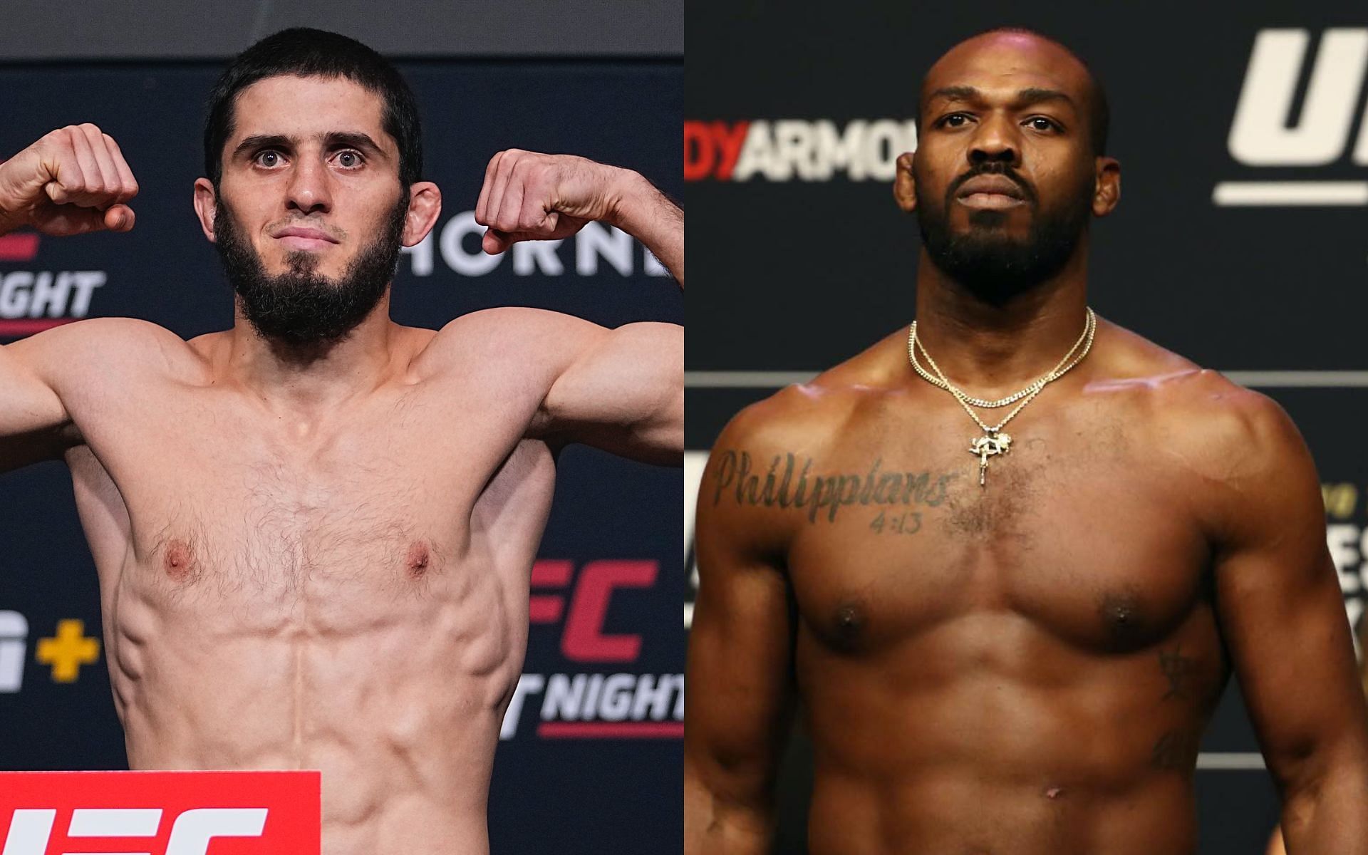 Ex-UFC champ probes Islam Makhachev [left] topping Jon Jones [right] on P4P list [Image via Getty Images] 
