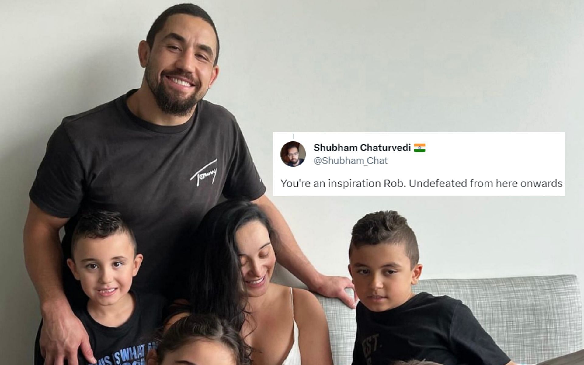 Robert Whittaker with his wife and children [Images courtesy: @robwhittakermma on X]