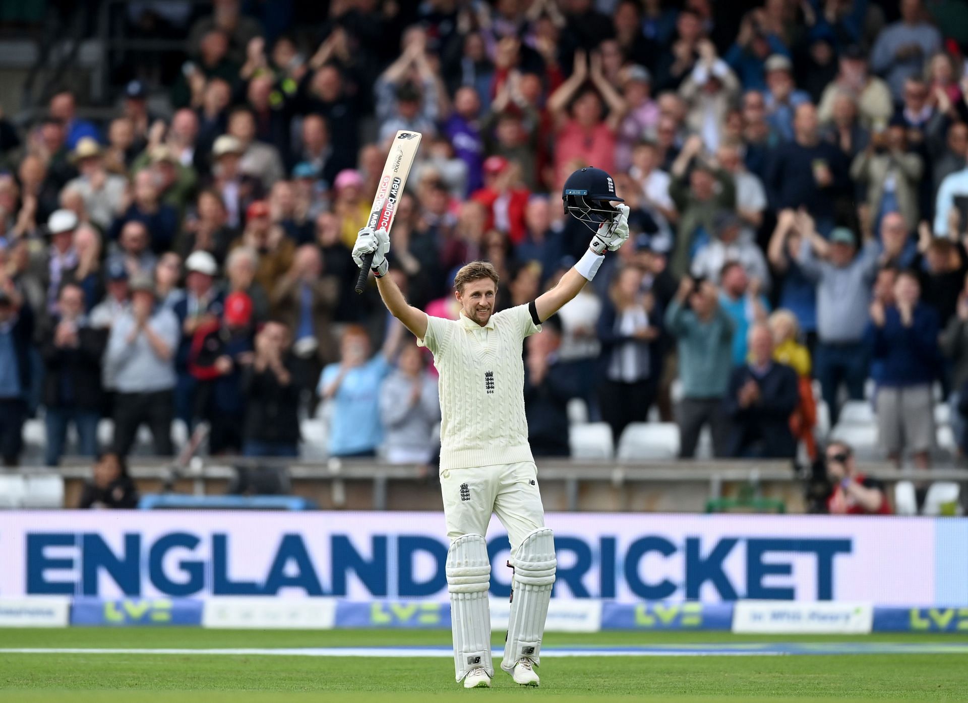 Joe Root celebrates scoring one of his centuries against India. (Pic: Getty)