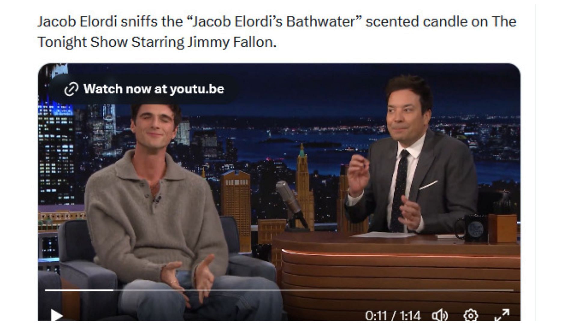 Elordi made an appearence in The Tonight Show Starring Jimmy Fallon (Image via X / @PopCrave)