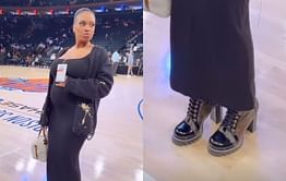 Anthony Edwards' girlfriend Jeanine Robel sports $1800 Louis Vuitton Boots on MSG's court