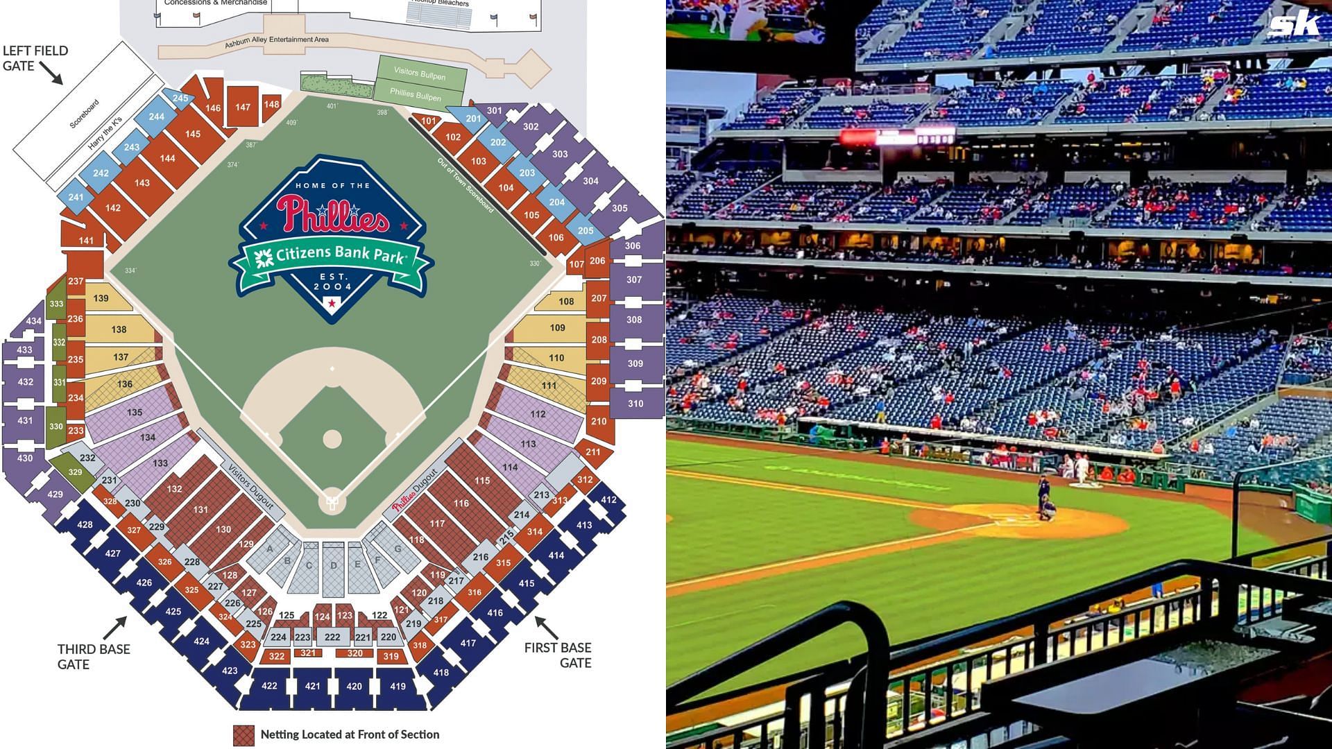 Seating Map and the view from the premium seats inside the Citizens Bank Park
