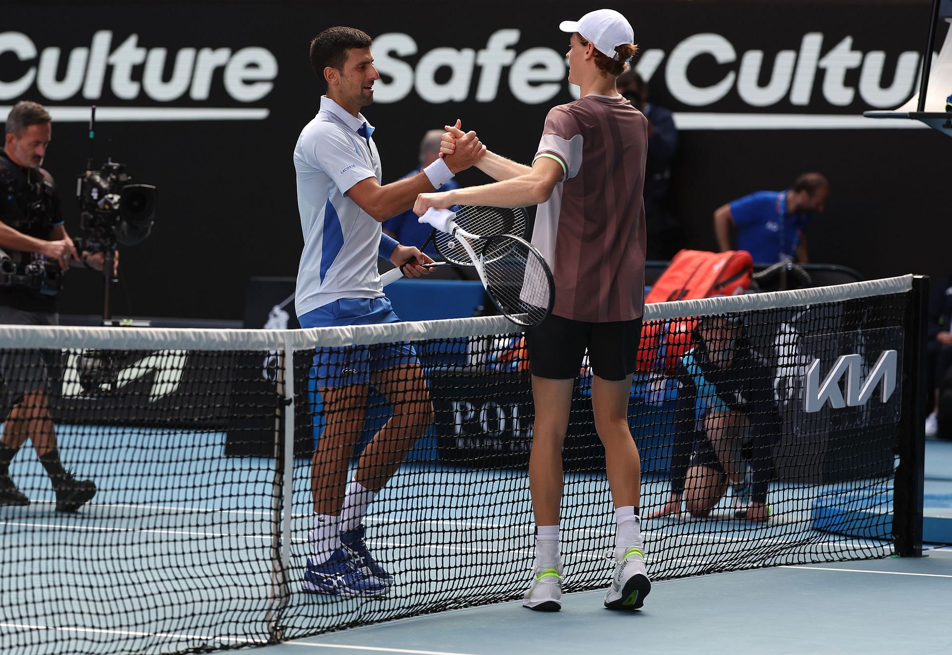 Novak Djokovic (left) and Jannik Sinner