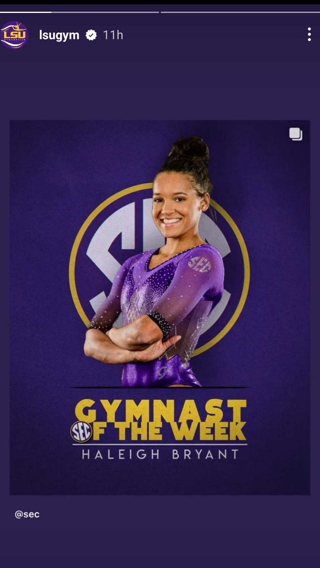 LSU Gymnastics&#039; Instagram story (Image via Instagram/lsugym)