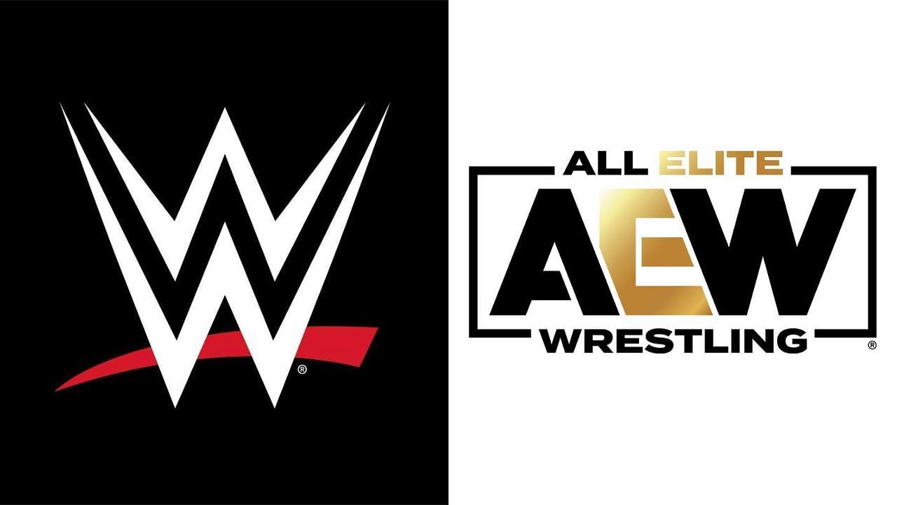 WWE logo (left) and AEW logo (right)