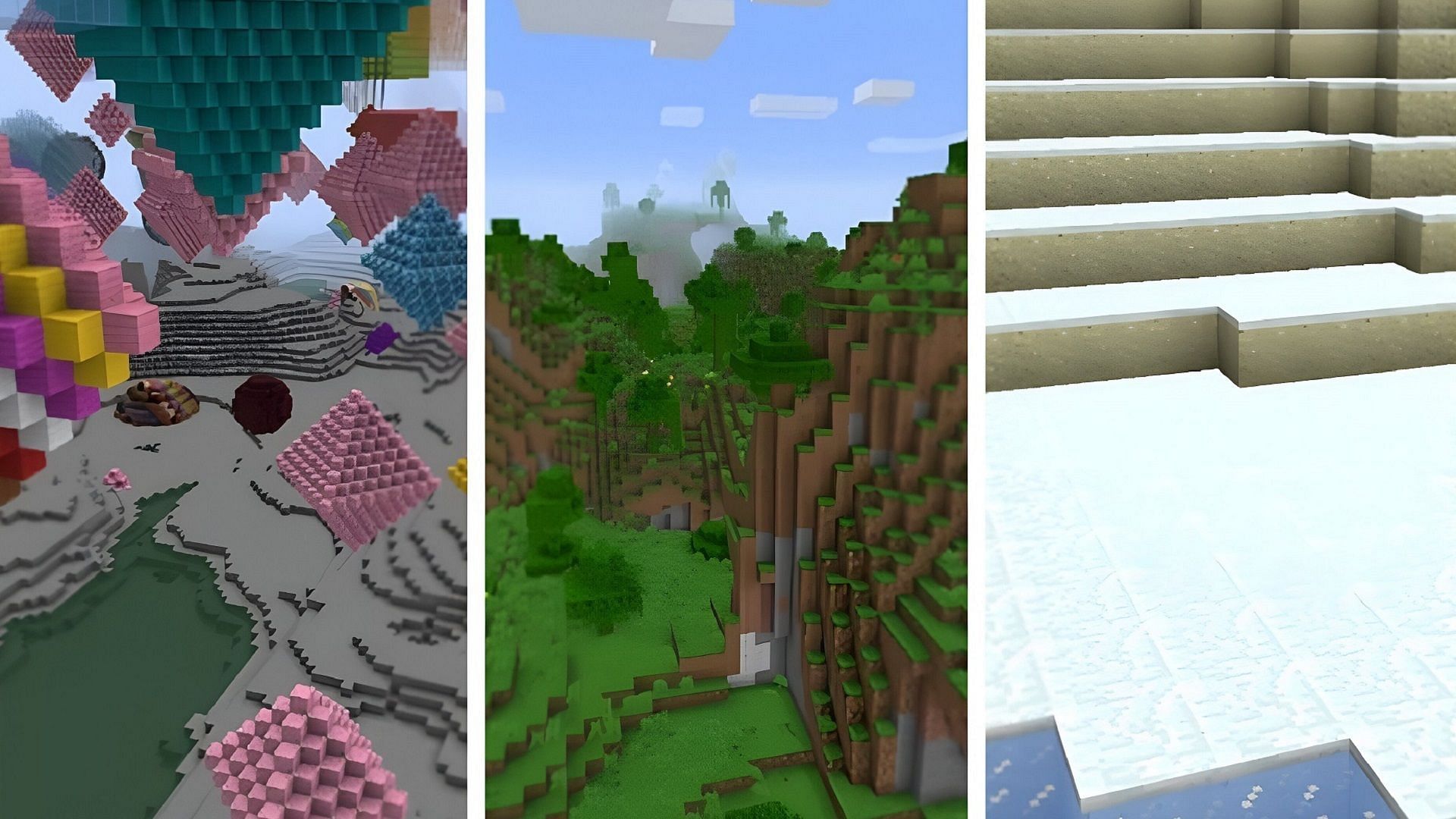 Various forgotten biomes as seen in Minecraft.