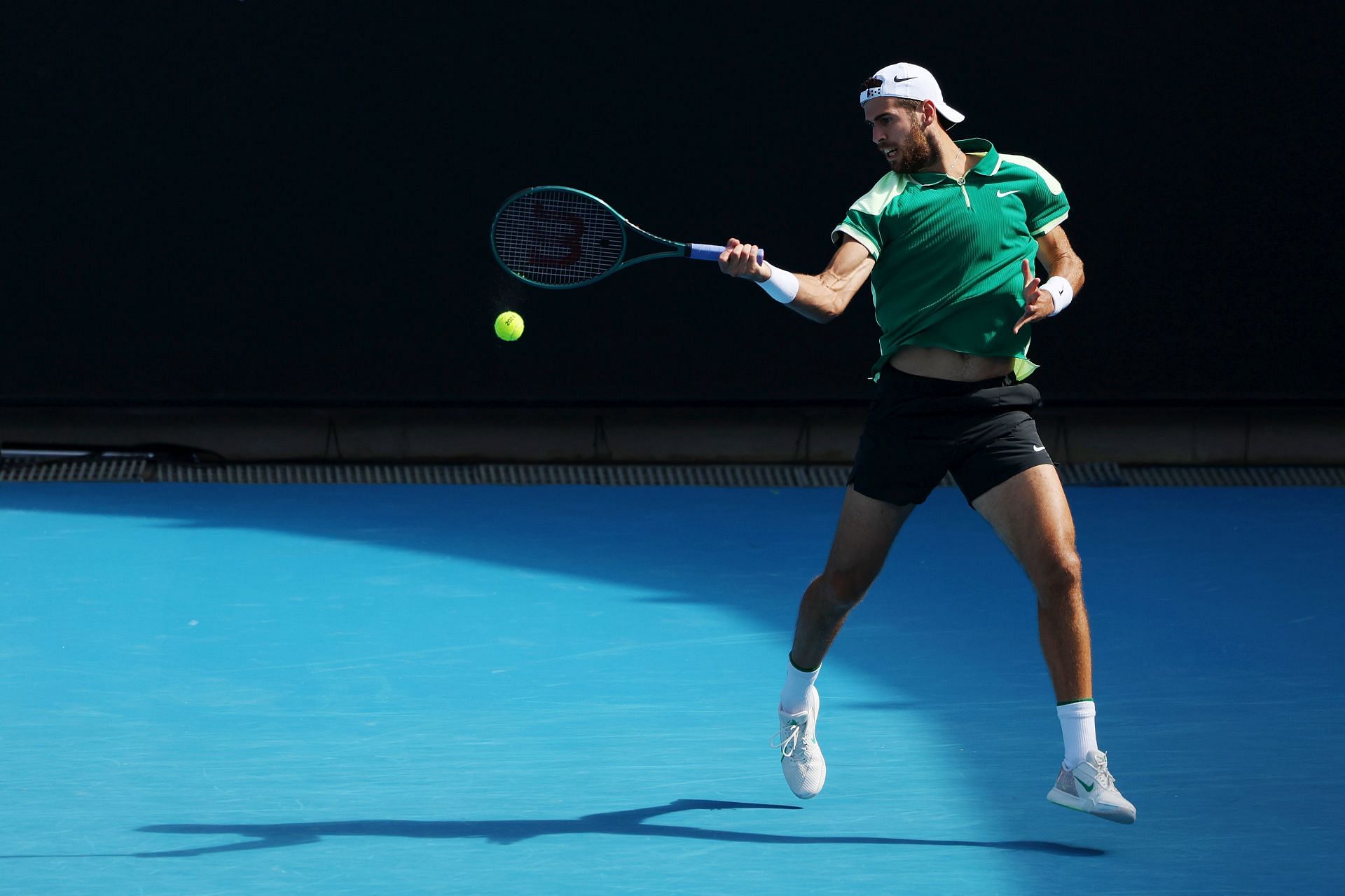 Karen Khachanov during his round two singles match against Aleksandar Kovacevic at the 2024 Australian Open at Melbourne Park - Getty Images