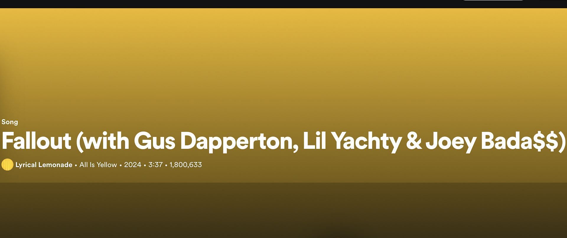 Track 10 from Lyrical Lemonade&#039;s All Is Yellow (Image via Spotify)