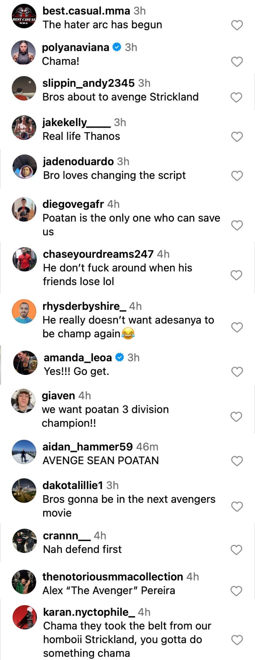 Reactions to Alex Pereira&#039;s recent Instagram post [via @alexpoatanpereira on Instagram]