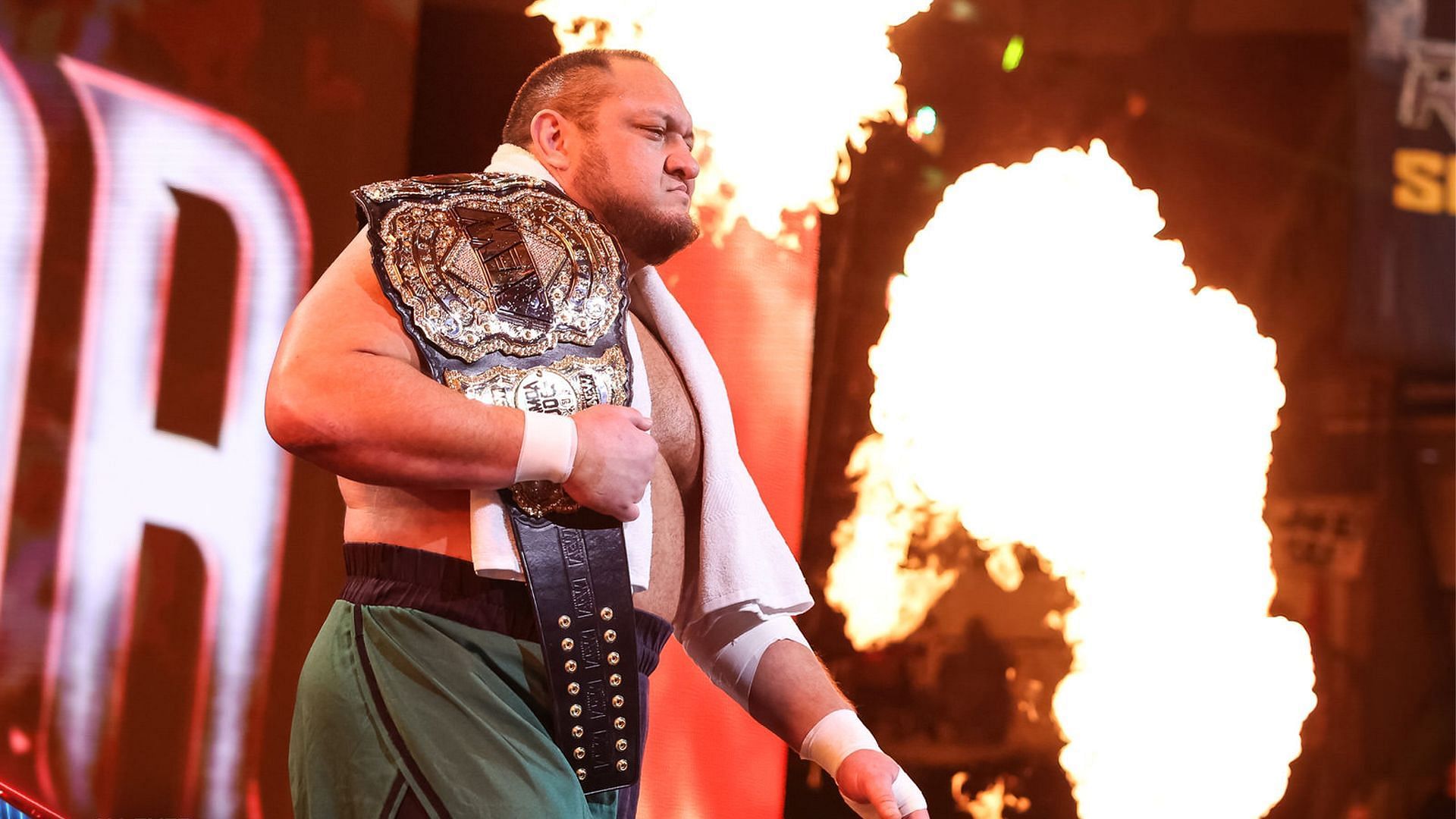 Samoa Joe makes his entrance as AEW World Champion