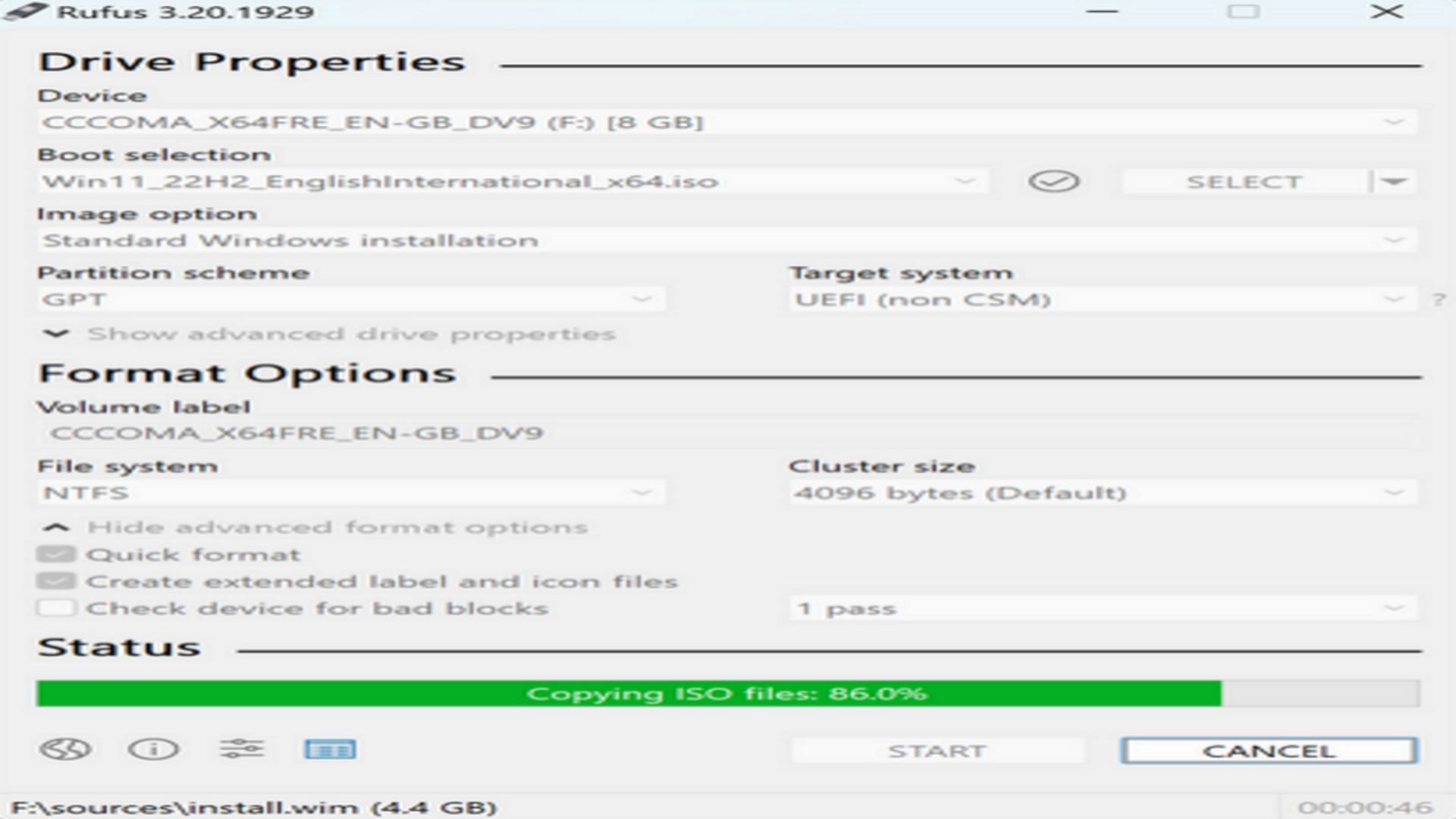 Creation of bootable USB using Rufus (Image via Rufus)