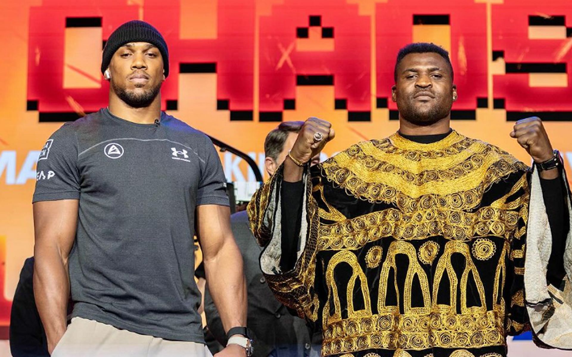 Anthony Joshua (left) is beeming with confidence as he prepares to fight Francis Ngannou (right) (Image Courtesy: @francisngannou Instagram)