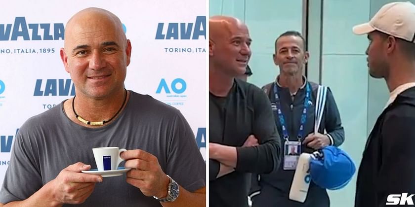 Andre Agassi arrives at Australian Open, chats with Carlos Alcaraz, ATP  Tour