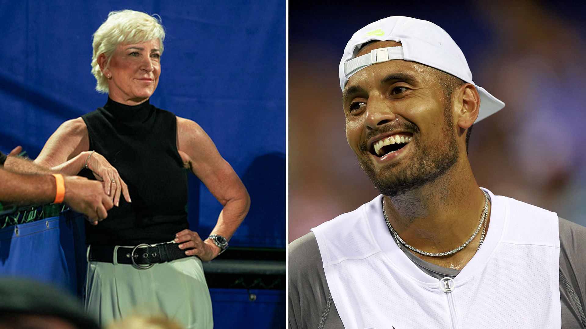 Chris Evert (L) and Nick Kyrgios (R)