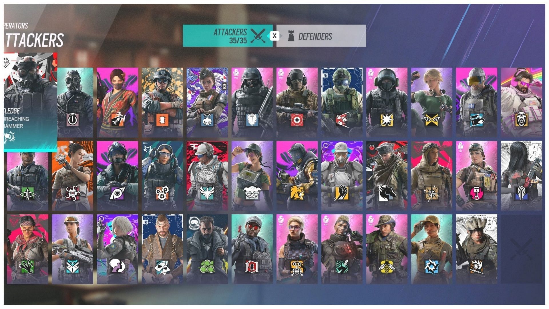 All attackers currently in Rainbow Six (Image via Ubisoft)