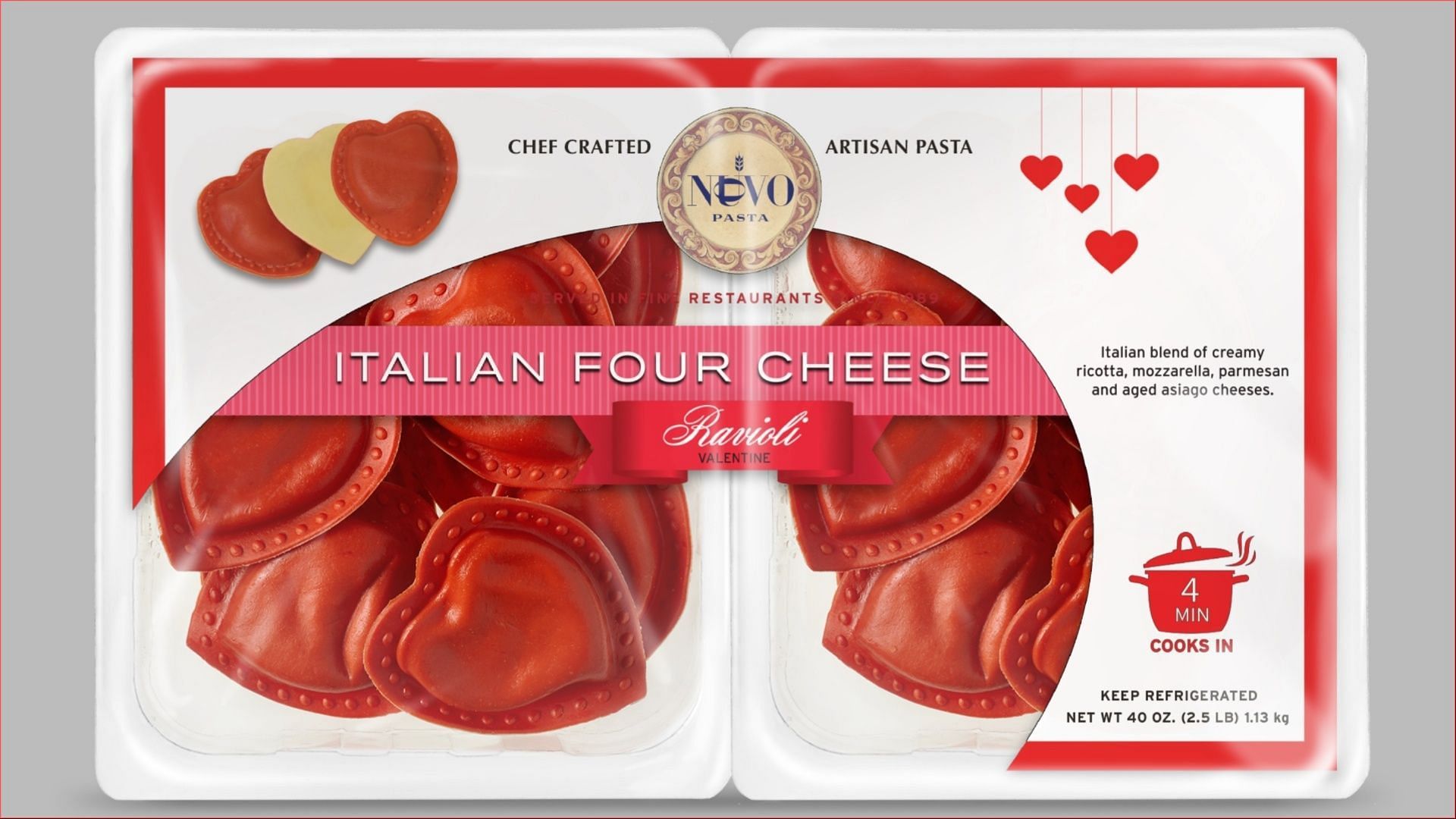 The Nuovo Pasta Heart Ravioli is available at Costco stores nationwide for over $9.99 (Image via Nuovo Pasta)