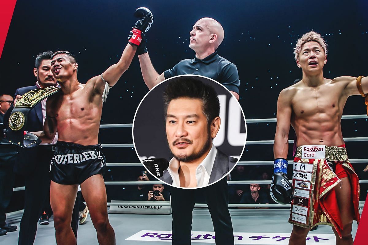 ONE Chairman and CEO Chatri Sityodtong (inset) hailed Superlek (L) as the best in the world with his impressive win over Takeru Segawa (R) at ONE 165. -- Photo by ONE Championship