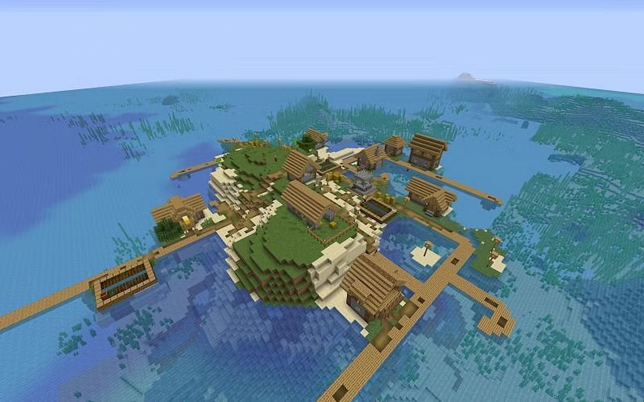 An island village (Image via Mojang)