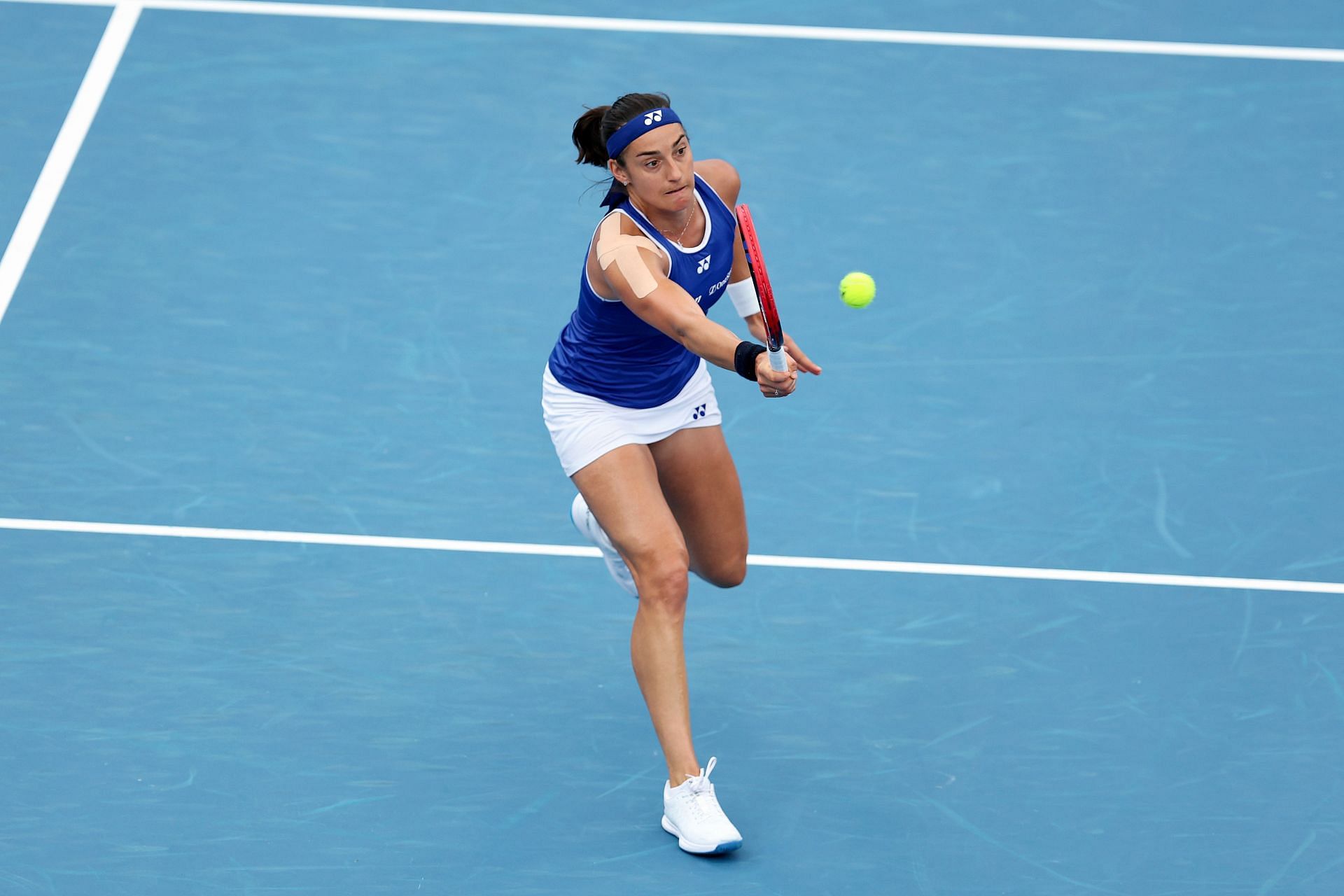 Caroline Garcia in action at the 2024 United Cup
