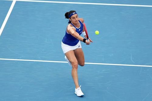 Caroline Garcia in action at the 2024 United Cup