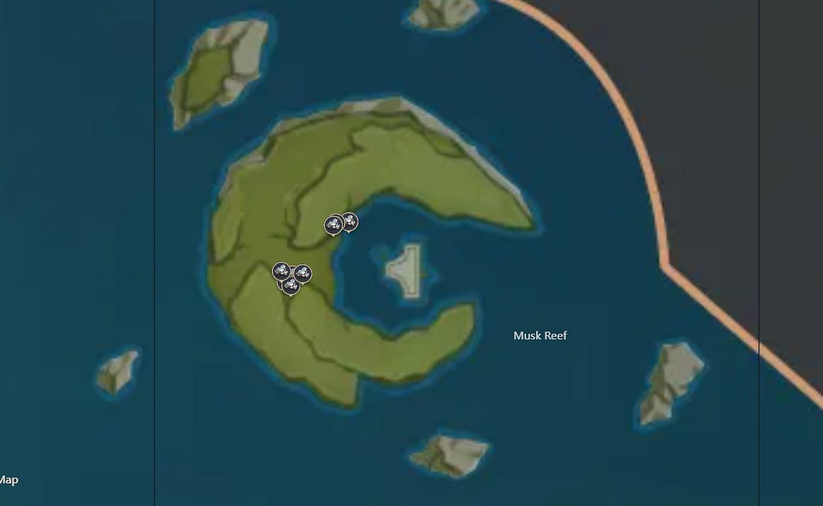 All of the Musk Reef locations (Image via miHoYo)