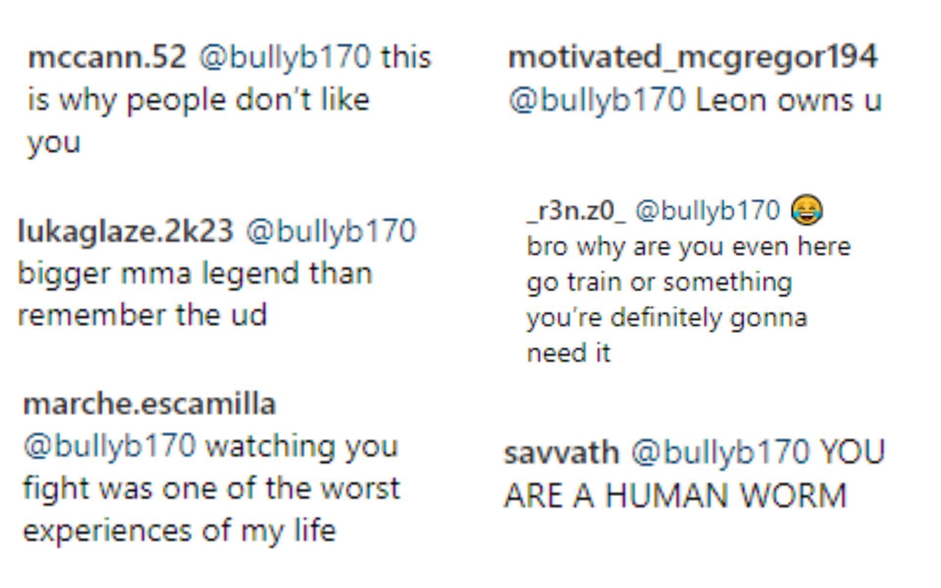 Instagram comments reacting to Muhammad [Image courtesy: @espnmma - Instagram]