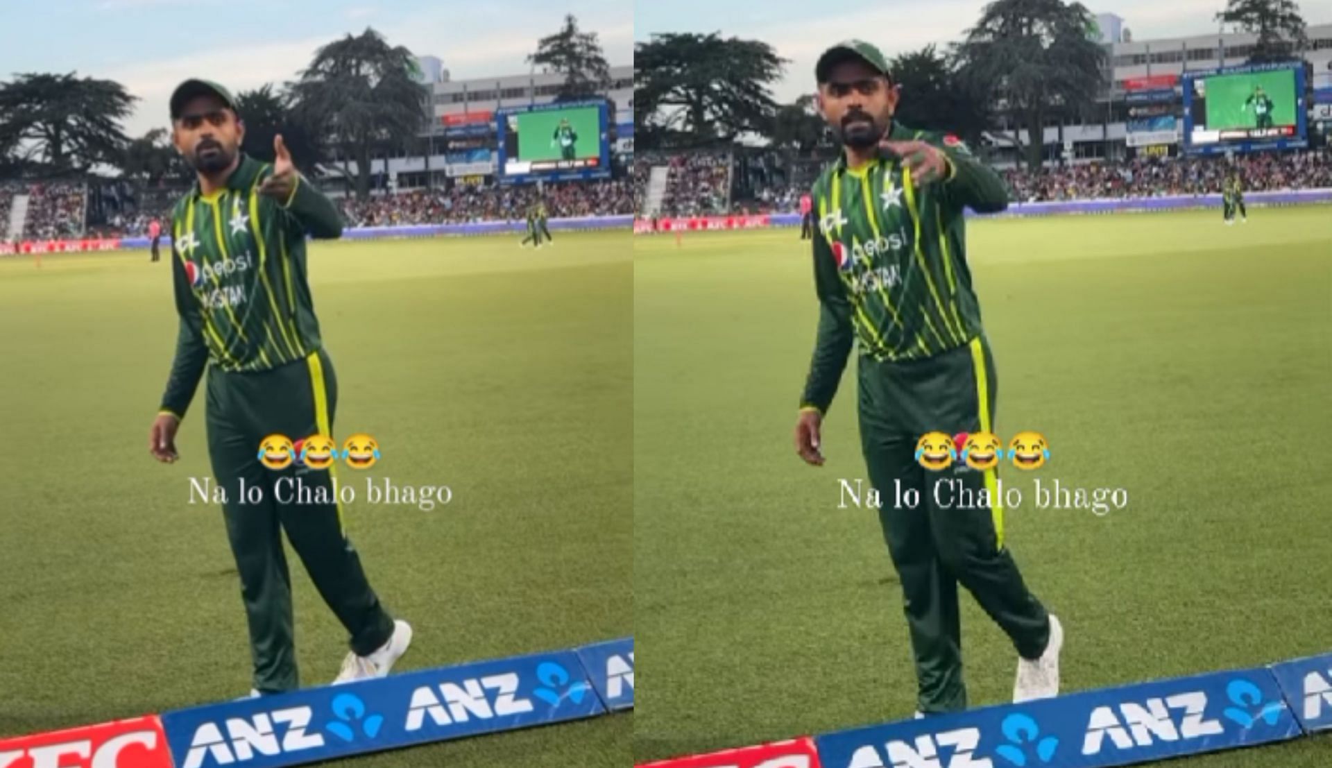 Babar Azam interacting with a fan during the match on Sunday. 