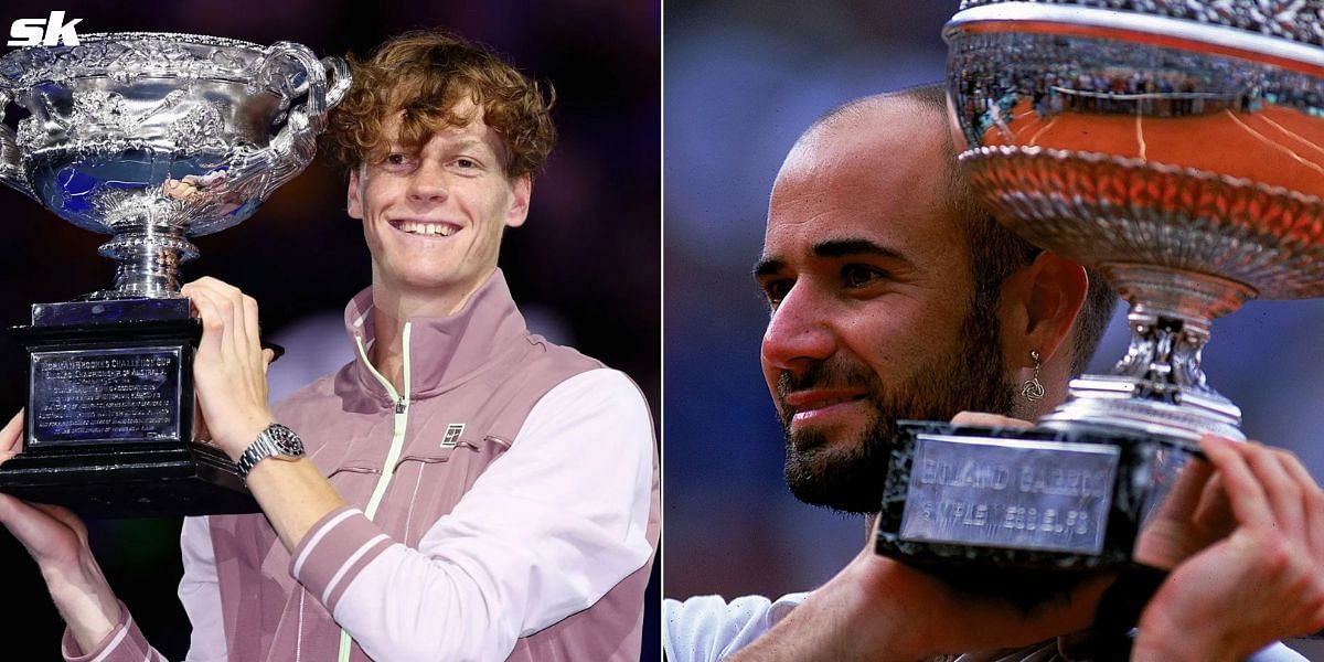 Jannik Sinner (L) and Andre Agassi (R)