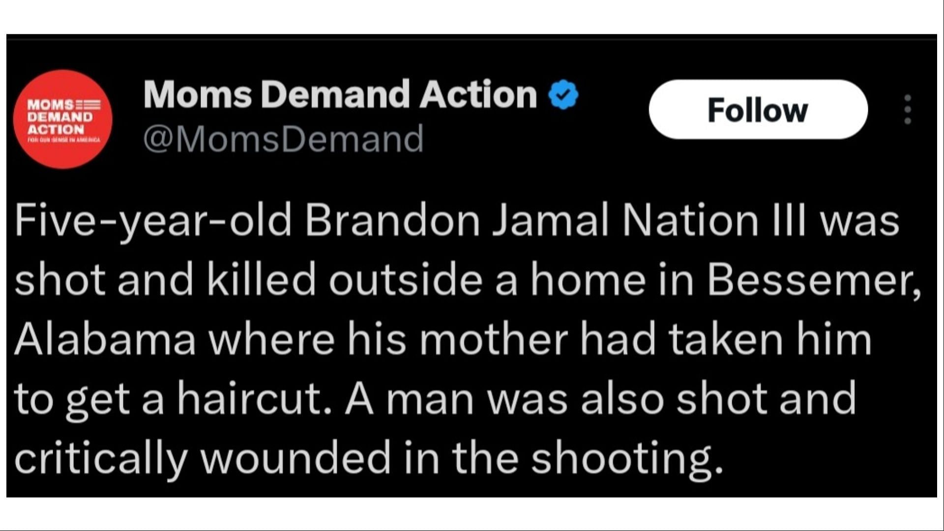 Authorities are looking for more suspects in the shooting that killer Brandon Jamal Nation III, (Image via @MomsDemand/X)