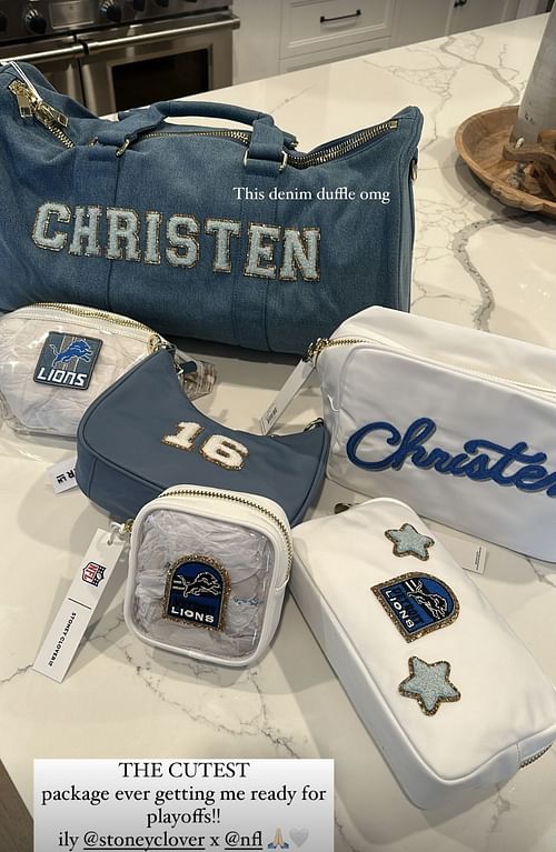 Christen Harper and her package from the NFL x Stoney Clover collection