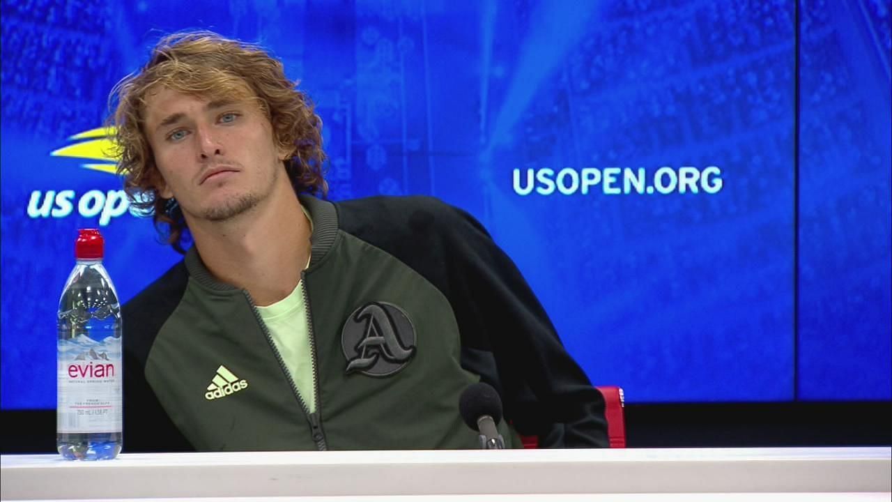 Alexander Zverev looks on during a press conference in 2020