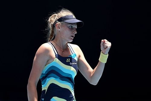 Dayana Yastremska after winning a point at the fourth round of Australian Open 2024