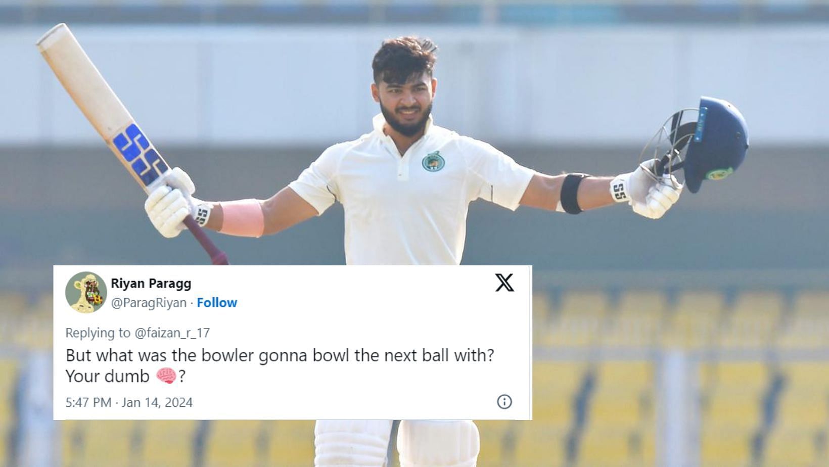 Riyan Parag scored a second consecutive Ranji Trophy century.