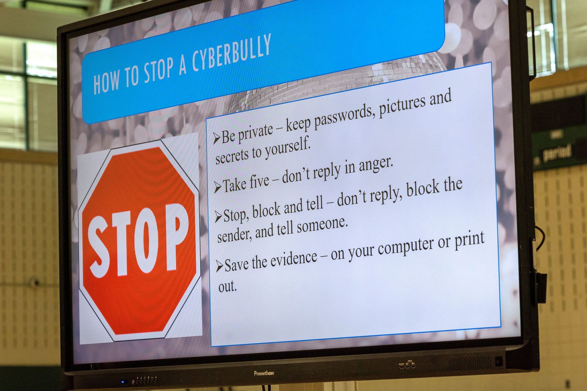 Police Teach 8th Grade Students About Internet Security And Cyberbullying At Middle School Event