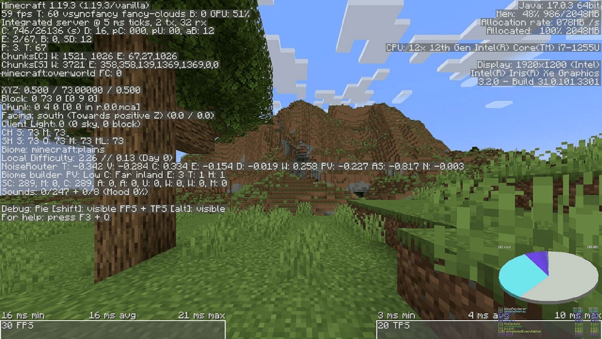 Le menu de débogage de Minecraft est abondamment utilisé par les joueurs de Java Edition (Image via Mojang)