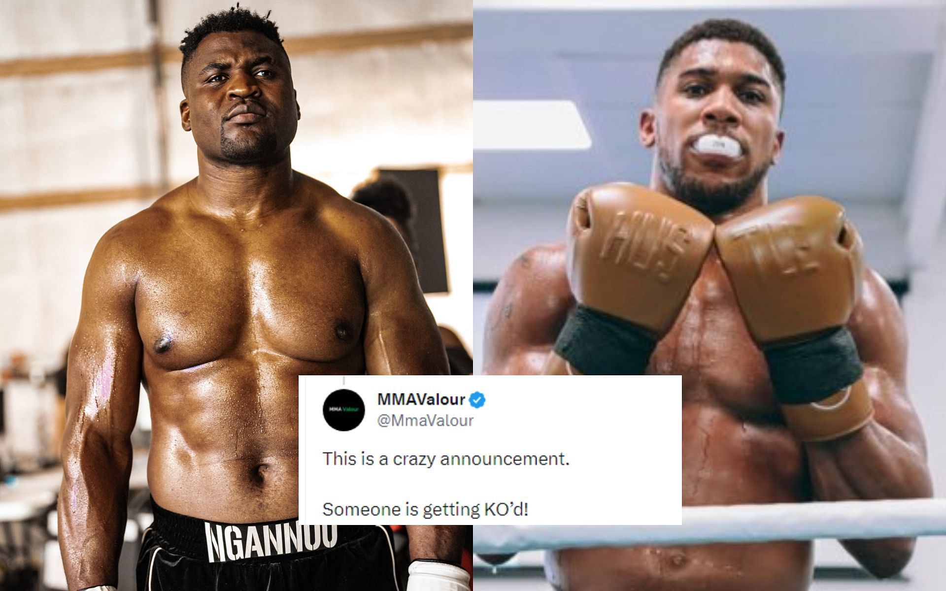 Francis Ngannou [Left] vs. Anthony Joshua [Right] reportedly set to take place in Saudi Arabia [Image courtesy: @francis_ngannou and @anthonyjoshua - X]