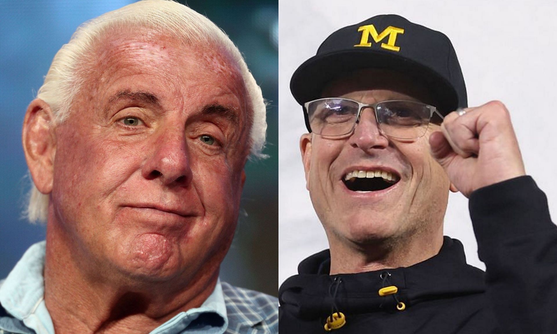 Ric Flair (left), Jim Harbaugh (right)