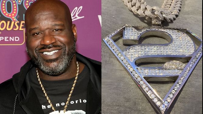 Shaquille O'Neal rocks $4,238 Superman diamond chain for 2024 while quoting Jay Z’s ‘Blow the Whistle’