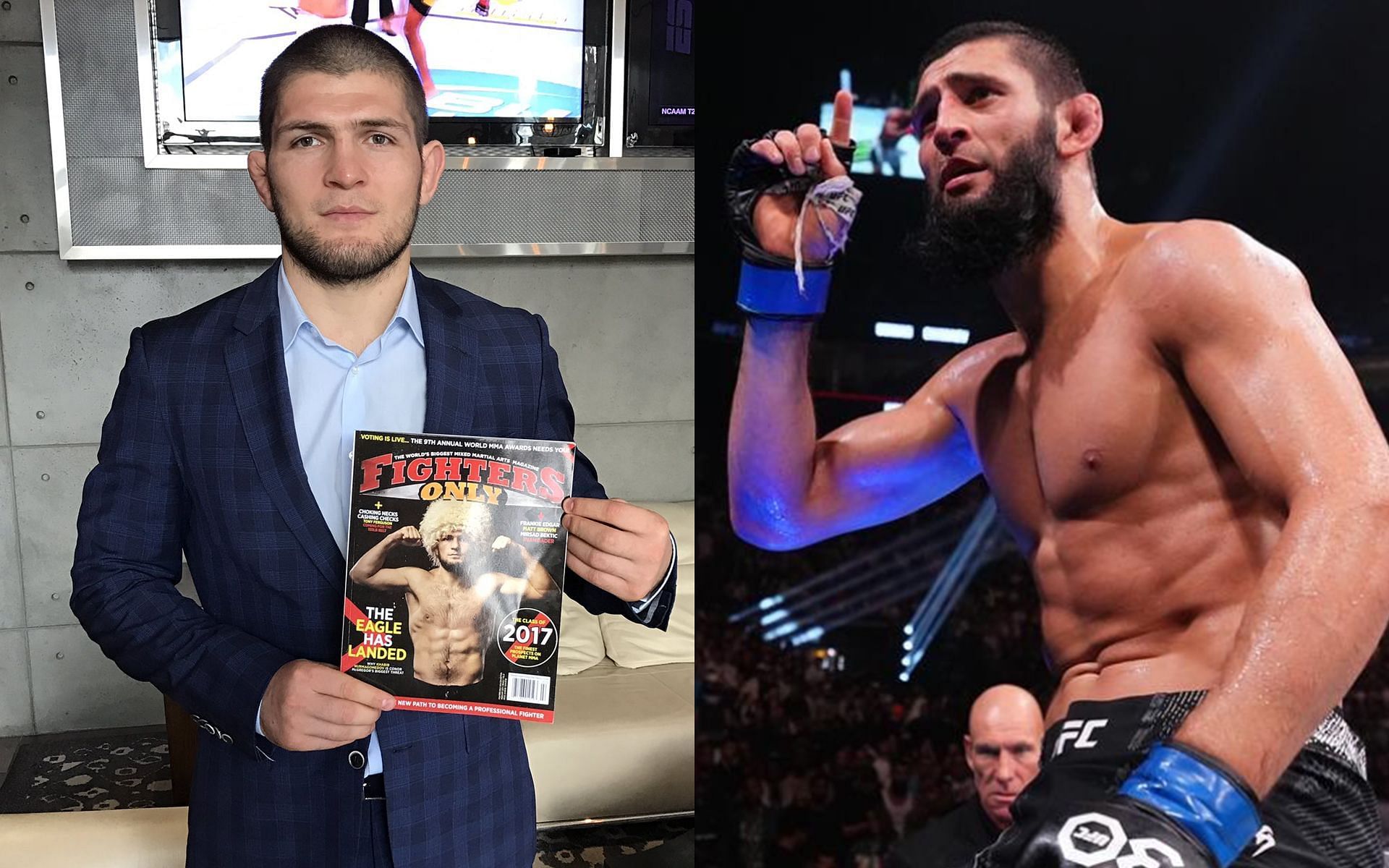 Khabib Nurmagomedov (left) and Khamzat Chimaev (right) have had some tense moments between them (Images Courtesy: @TeamKhabib X and @khamzat_chimaev Instagram)